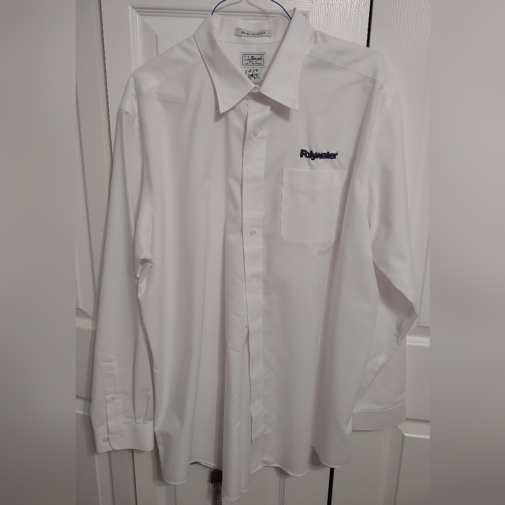 LL Bean Men's Button Front Long Sleeve White Shirt #278169 XL- Cotton/Poly #1